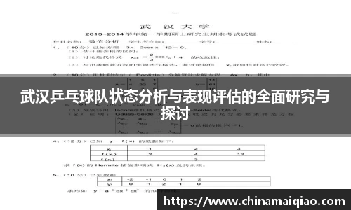 武汉乒乓球队状态分析与表现评估的全面研究与探讨